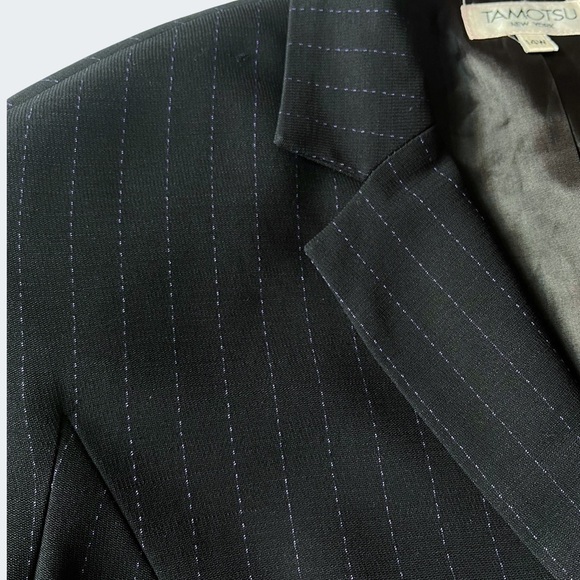 Tamotsu NY Black Pinstripe Blazer Jacket 14W - Picture 5 of 12